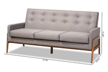 Load image into Gallery viewer, Baxton Studio Perris Mid-Century Modern Light Grey Fabric Upholstered Walnut Finished Wood Sofa