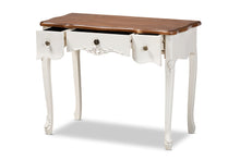 Load image into Gallery viewer, Baxton Studio Sophie Classic Traditional French Country White and Brown Finished Small 3-Drawer Wood Console Table