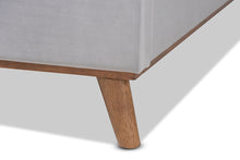 Load image into Gallery viewer, Baxton Studio Adelie Modern Glam Light Grey Velvet Fabric Upholstered Walnut Brown Finished Wood King Size Wingback Platform Bed
