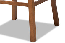 Load image into Gallery viewer, Baxton Studio Gregory Modern Transitional Grey Fabric Upholstered and Walnut Brown Finished Wood 2-Piece Swivel Bar Stool Set Set