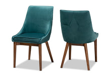 Load image into Gallery viewer, Baxton Studio Gilmore Modern and Contemporary Teal Velvet Fabric Upholstered and Walnut Brown Finished Wood 2-Piece Dining Chair Set Set