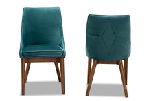 Load image into Gallery viewer, Baxton Studio Gilmore Modern and Contemporary Teal Velvet Fabric Upholstered and Walnut Brown Finished Wood 2-Piece Dining Chair Set Set