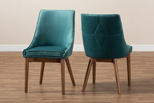 Load image into Gallery viewer, Baxton Studio Gilmore Modern and Contemporary Teal Velvet Fabric Upholstered and Walnut Brown Finished Wood 2-Piece Dining Chair Set Set