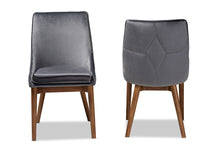 Load image into Gallery viewer, Baxton Studio Gilmore Modern and Contemporary Grey Velvet Fabric Upholstered and Walnut Brown Finished Wood 2-Piece Dining Chair Set Set