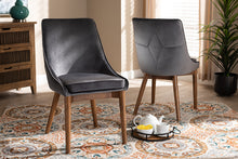 Load image into Gallery viewer, Baxton Studio Gilmore Modern and Contemporary Grey Velvet Fabric Upholstered and Walnut Brown Finished Wood 2-Piece Dining Chair Set Set