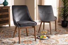 Load image into Gallery viewer, Baxton Studio Gilmore Modern and Contemporary Grey Velvet Fabric Upholstered and Walnut Brown Finished Wood 2-Piece Dining Chair Set Set