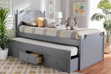 Load image into Gallery viewer, Baxton Studio Mariana Traditional Transitional Grey Finished Wood Twin Size 3-Drawer Storage Bed with Pull-Out Trundle Bed