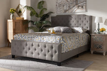 Load image into Gallery viewer, Baxton Studio Marion Modern Transitional Grey Fabric Upholstered Button Tufted King Size Panel Bed