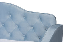 Load image into Gallery viewer, Baxton Studio Freda Traditional and Transitional Light Blue Velvet Fabric Upholstered and Button Tufted Twin Size Daybed with Trundle