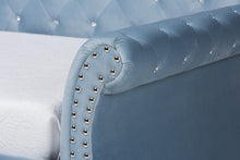 Load image into Gallery viewer, Baxton Studio Abbie Traditional and Transitional Light Blue Velvet Fabric Upholstered and Crystal Tufted Twin Size Daybed with Trundle