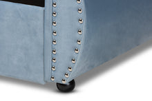 Load image into Gallery viewer, Baxton Studio Abbie Traditional and Transitional Light Blue Velvet Fabric Upholstered and Crystal Tufted Twin Size Daybed with Trundle