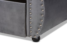 Load image into Gallery viewer, Baxton Studio Abbie Traditional and Transitional Grey Velvet Fabric Upholstered and Crystal Tufted Twin Size Daybed with Trundle