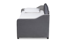 Load image into Gallery viewer, Baxton Studio Freda Traditional and Transitional Grey Velvet Fabric Upholstered and Button Tufted Twin Size Daybed with Trundle