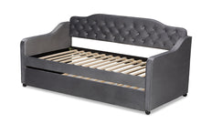 Load image into Gallery viewer, Baxton Studio Freda Traditional and Transitional Grey Velvet Fabric Upholstered and Button Tufted Twin Size Daybed with Trundle