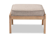 Load image into Gallery viewer, Baxton Studio Sigrid Mid-Century Modern Light Grey Fabric Upholstered Antique Oak Finished Wood Ottoman