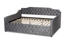 Load image into Gallery viewer, Baxton Studio Freda Transitional and Contemporary Grey Velvet Fabric Upholstered and Button Tufted Full Size Daybed
