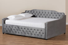 Load image into Gallery viewer, Baxton Studio Freda Transitional and Contemporary Grey Velvet Fabric Upholstered and Button Tufted Full Size Daybed