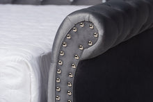 Load image into Gallery viewer, Baxton Studio Abbie Traditional and Transitional Grey Velvet Fabric Upholstered and Crystal Tufted Full Size Daybed with Trundle