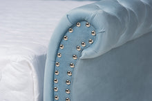 Load image into Gallery viewer, Baxton Studio Abbie Traditional and Transitional Light Blue Velvet Fabric Upholstered and Crystal Tufted Full Size Daybed