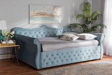 Load image into Gallery viewer, Baxton Studio Abbie Traditional and Transitional Light Blue Velvet Fabric Upholstered and Crystal Tufted Full Size Daybed