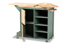 Load image into Gallery viewer, Baxton Studio Dorthy Coastal and Farmhouse Two-tone Dark Green and Natural Wood Kitchen Storage Cart