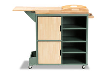 Load image into Gallery viewer, Baxton Studio Dorthy Coastal and Farmhouse Two-tone Dark Green and Natural Wood Kitchen Storage Cart