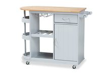 Load image into Gallery viewer, Baxton Studio Donnie Coastal and Farmhouse Two-Tone Light Grey and Natural Finished Wood Kitchen Storage Cart