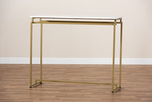 Load image into Gallery viewer, Baxton Studio Renzo Modern and Contemporary Brushed Gold Finished Metal Console Table with Faux Marble Tabletop