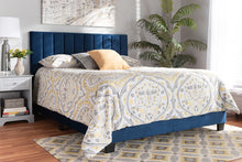 Load image into Gallery viewer, Baxton Studio Clare Glam and Luxe Navy Blue Velvet Fabric Upholstered Full Size Panel Bed with Channel Tufted Headboard