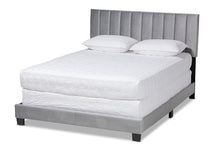Load image into Gallery viewer, Baxton Studio Clare Glam and Luxe Grey Velvet Fabric Upholstered King Size Panel Bed with Channel Tufted Headboard
