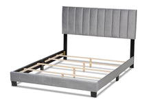 Load image into Gallery viewer, Baxton Studio Clare Glam and Luxe Grey Velvet Fabric Upholstered King Size Panel Bed with Channel Tufted Headboard