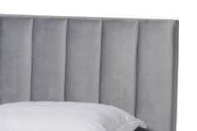 Load image into Gallery viewer, Baxton Studio Clare Glam and Luxe Grey Velvet Fabric Upholstered King Size Panel Bed with Channel Tufted Headboard