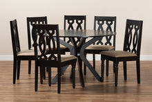 Load image into Gallery viewer, Baxton Studio Callie Modern and Contemporary Sand Fabric Upholstered and Dark Brown Finished Wood 7-Piece Dining Set