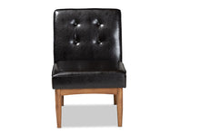Load image into Gallery viewer, Baxton Studio Arvid Mid-Century Modern Dark Brown Faux Leather Upholstered Wood Dining Chair