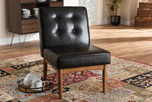 Load image into Gallery viewer, Baxton Studio Arvid Mid-Century Modern Dark Brown Faux Leather Upholstered Wood Dining Chair