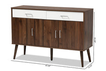 Load image into Gallery viewer, Baxton Studio Leena Mid-Century Modern Two-Tone White and Walnut Brown Finished Wood 2-Drawer Sideboard Buffet