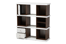 Load image into Gallery viewer, Baxton Studio Rune Modern and Contemporary Two-Tone White and Walnut Brown Finished 2-Drawer Bookcase