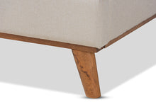 Load image into Gallery viewer, Baxton Studio Gretchen Modern and Contemporary Light Beige Fabric Upholstered and Walnut Brown Finished Wood King Size Platform Wingback Bed