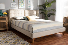 Load image into Gallery viewer, Baxton Studio Gretchen Modern and Contemporary Light Beige Fabric Upholstered and Walnut Brown Finished Wood King Size Platform Wingback Bed