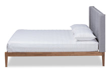 Load image into Gallery viewer, Baxton Studio Edmond Modern and Contemporary Grey Fabric Upholstered and Ash Walnut Brown Finished Wood King Size Platform Bed