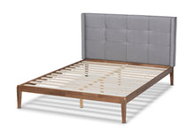 Load image into Gallery viewer, Baxton Studio Edmond Modern and Contemporary Grey Fabric Upholstered and Ash Walnut Brown Finished Wood King Size Platform Bed
