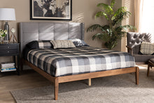 Load image into Gallery viewer, Baxton Studio Edmond Modern and Contemporary Grey Fabric Upholstered and Ash Walnut Brown Finished Wood King Size Platform Bed