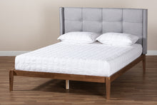 Load image into Gallery viewer, Baxton Studio Edmond Modern and Contemporary Grey Fabric Upholstered and Ash Walnut Brown Finished Wood King Size Platform Bed