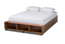 Load image into Gallery viewer, Baxton Studio Arthur Modern Rustic Ash Walnut Brown Finished Wood Queen Size Platform Bed with Built-In Shelves
