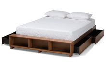 Load image into Gallery viewer, Baxton Studio Arthur Modern Rustic Ash Walnut Brown Finished Wood Queen Size Platform Bed with Built-In Shelves