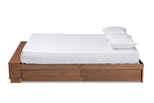 Load image into Gallery viewer, Baxton Studio Arthur Modern Rustic Ash Walnut Brown Finished Wood Queen Size Platform Bed with Built-In Shelves