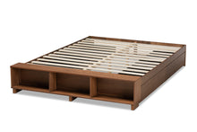 Load image into Gallery viewer, Baxton Studio Arthur Modern Rustic Ash Walnut Brown Finished Wood Queen Size Platform Bed with Built-In Shelves