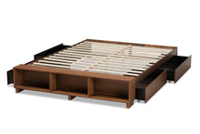 Load image into Gallery viewer, Baxton Studio Arthur Modern Rustic Ash Walnut Brown Finished Wood Queen Size Platform Bed with Built-In Shelves