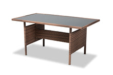 Load image into Gallery viewer, Baxton Studio Angela Modern and Contemporary Grey Fabric Upholstered and Brown Finished 4-Piece Woven Rattan Outdoor Patio Set