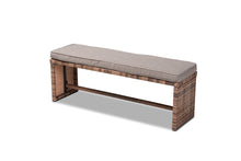 Load image into Gallery viewer, Baxton Studio Angela Modern and Contemporary Grey Fabric Upholstered and Brown Finished 4-Piece Woven Rattan Outdoor Patio Set